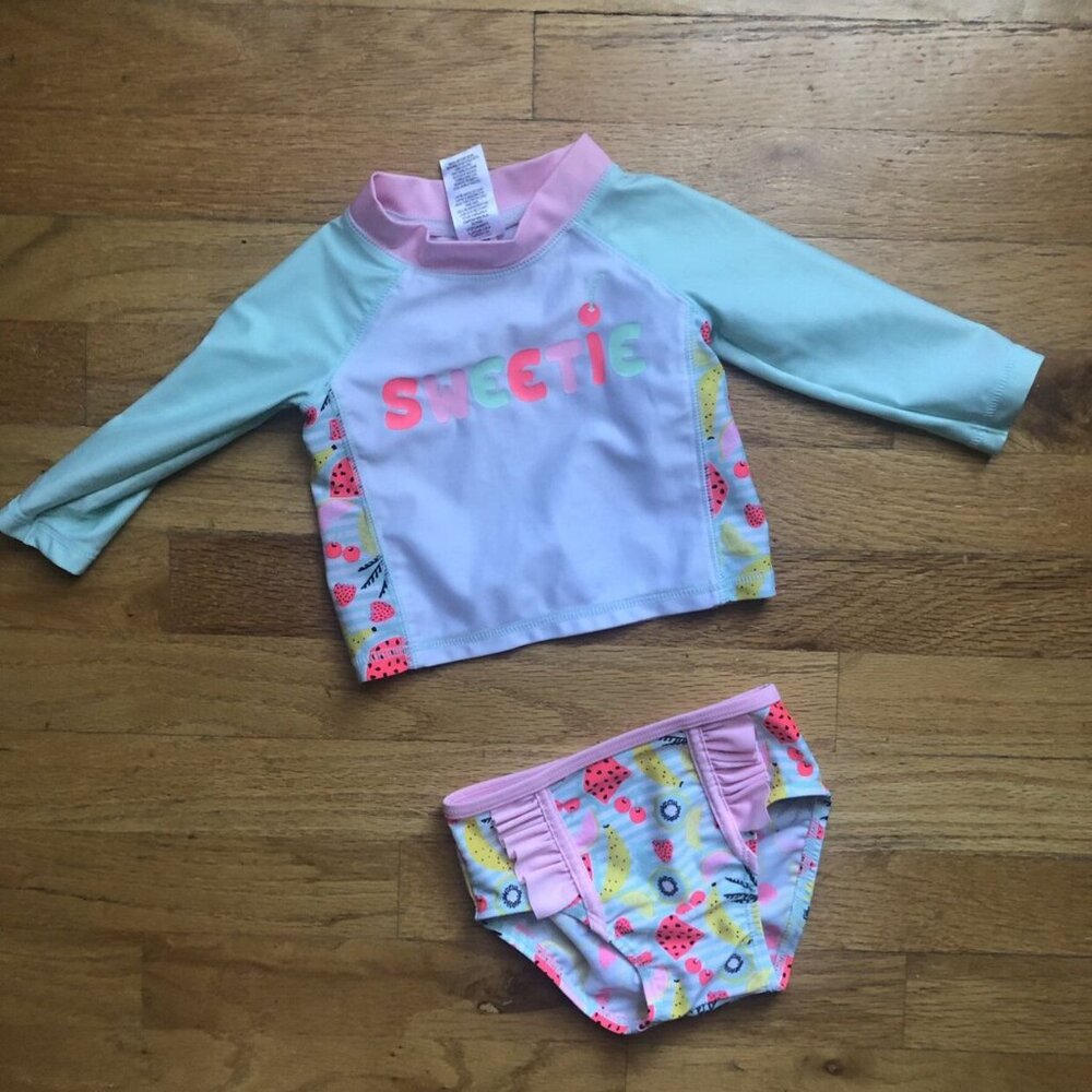 Fruit Swimsuit 2 Piece Matching Rash Guard & Bottoms
